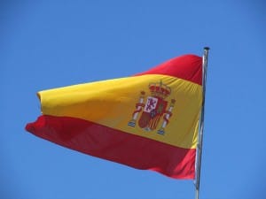 Bandeira com simbologia espanhola. 