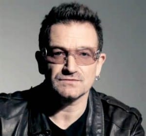 O vocalista do U2 é o cantor mais famoso do mundo.