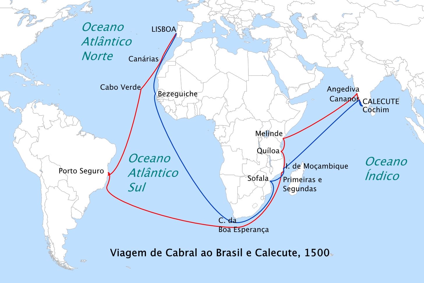 Rota da expedição de Cabral (Foto: Reprodução)